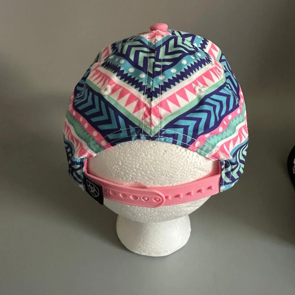 Ariat Womens Pink Southwestern Aztec Print Snapback Baseball Hat Cap Logo Patch